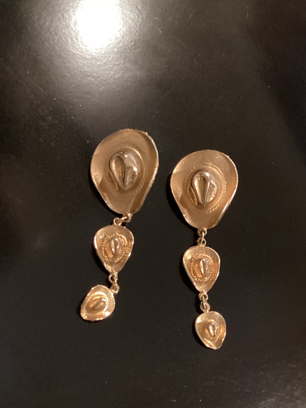Gold-Tone Triple Drop Petal Dangle Earrings